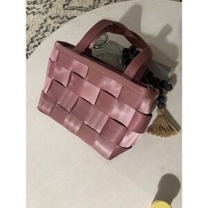 Rare MAUVE Pink Harveys Seatbelt Purse Shoulder Bag Double Strap Zip Tote VTG